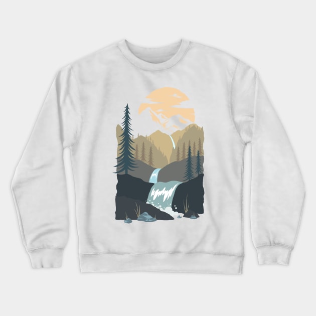 Pine forest set in the mountains at sunrise Crewneck Sweatshirt by Orange-C